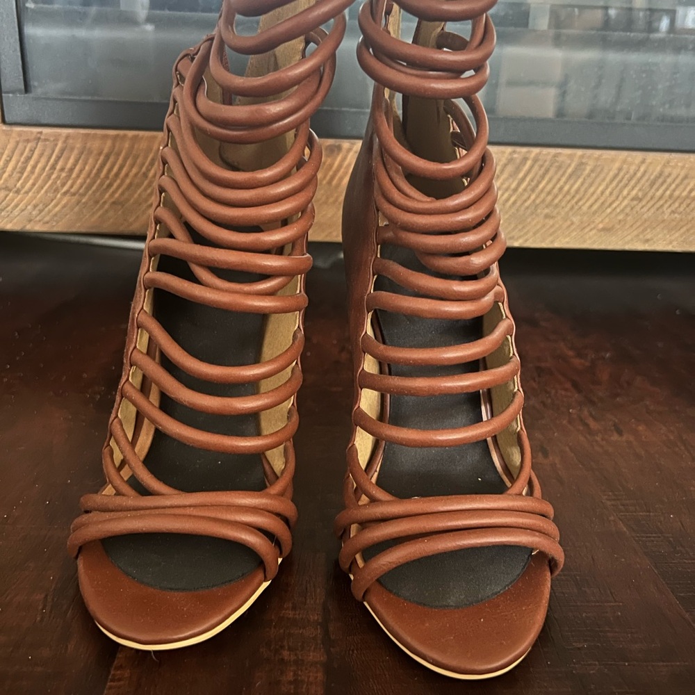Elegant Brown Strappy Heels